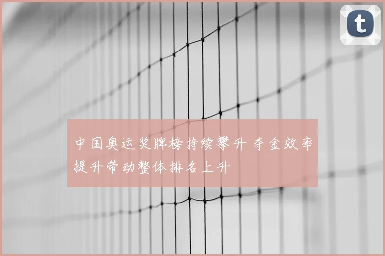 中国奥运奖牌榜持续攀升 夺金效率提升带动整体排名上升